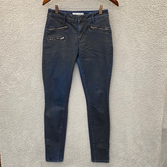 Bullhead Denim Jeans Womens 7 Blue Skinniest Moto Zippers‎ Stretch Denim Liquid - Picture 1 of 15